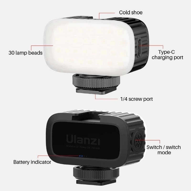 Ulanzi VL15 мини цветная (RGB) Светодиодная лампа для видеосъемки светильник