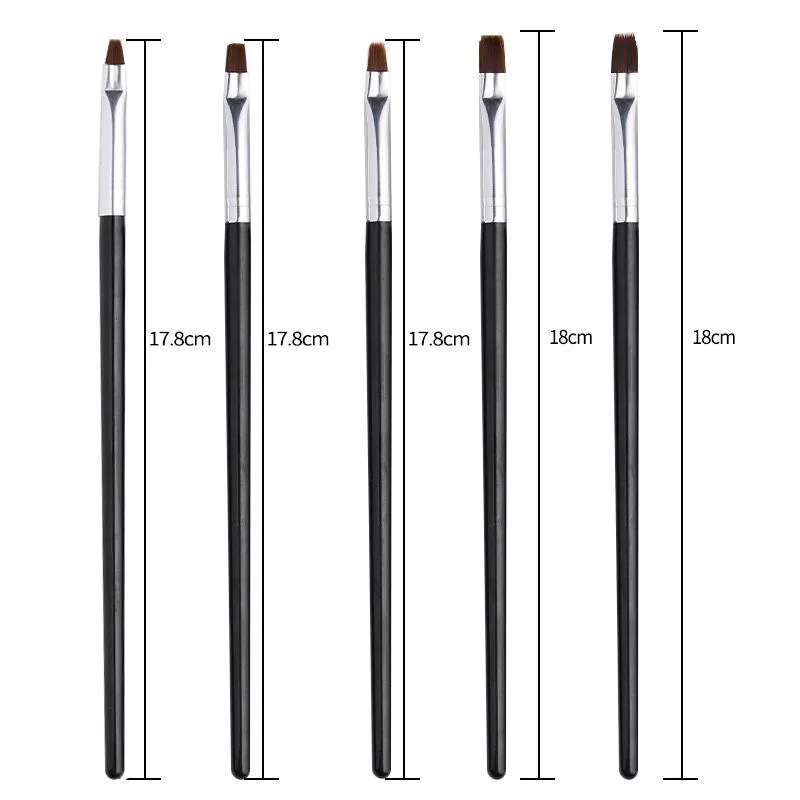 5 pcs black LEMOOC набор кистей для маникюра, акриловый УФ гель для ногтей, кисть, ручка, смешанный размер, Раскрашивание, дизайн, ручка для дизайна ногтей, инструменты для маникюра - Цвет: 5 pcs black