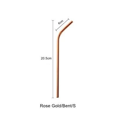 Rose Gold-Bent-S Скандинавские красочные 304 нержавеющая сталь питьевой соломинки многократного использования изогнутая металлическая соломинка Высокое качество трубка Офис Бар посуда для напитков аксессуары - Цвет: Rose Gold-Bent-S