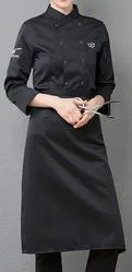 Black set Мужская униформа для кухни, шеф-повара, куртка с длинными рукавами и фартук, ресторанная форма, рубашки, одежда, плита, пекарня, черное пальто для шеф-повара - Цвет: Black set