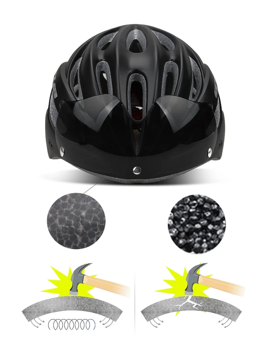 Casque Vélo Monobloc Avec Visière Magnétique - Léger, Aéré, Taille Réglable 54-62 Cm - Unisexe Pour VTT Et Ville