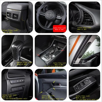 

Yimaautotrims Carbon Fiber Look Interior Refit Kit For Mazda 3 2019 2020 Air AC / Speaker / Gear Box Panel / Pillar A Cover Trim
