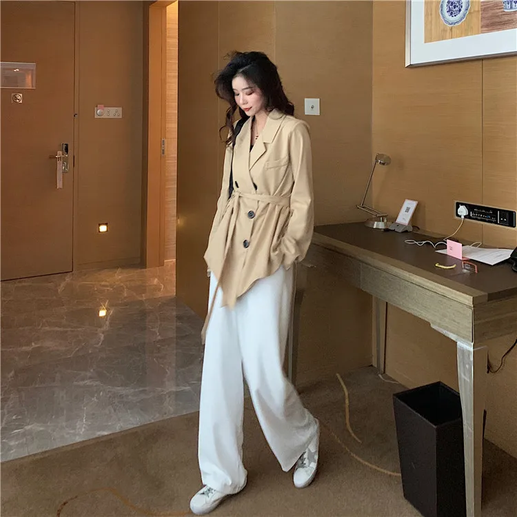 

Korean-style INS Loose-Fit Slimming Irregular Western Style Fashionable Double Breasted Lace-up Suit Jacket