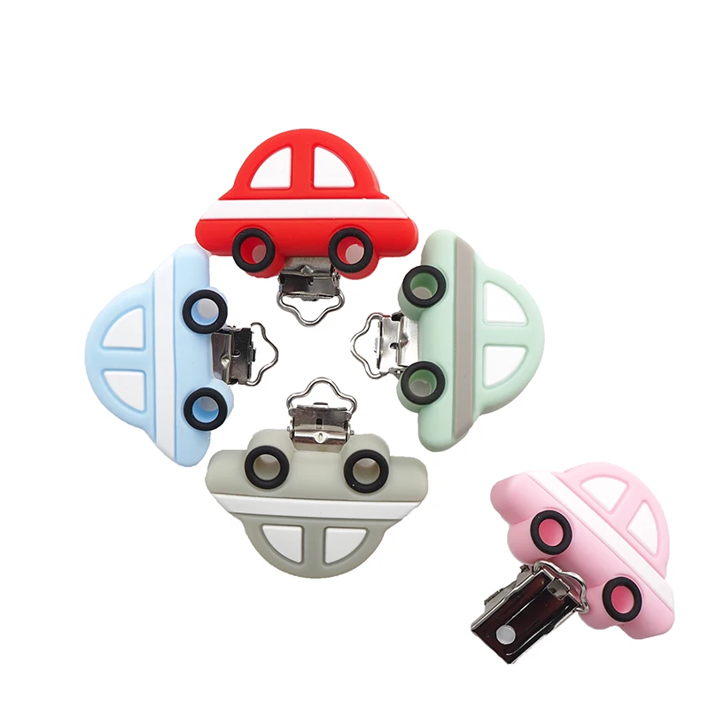 

Chenkai 10PCS Silicone Car Clip Baby Pacifier Clip Teether BPA Free DIY Nursing Soother Clips Chains Nipple Bead Accessories