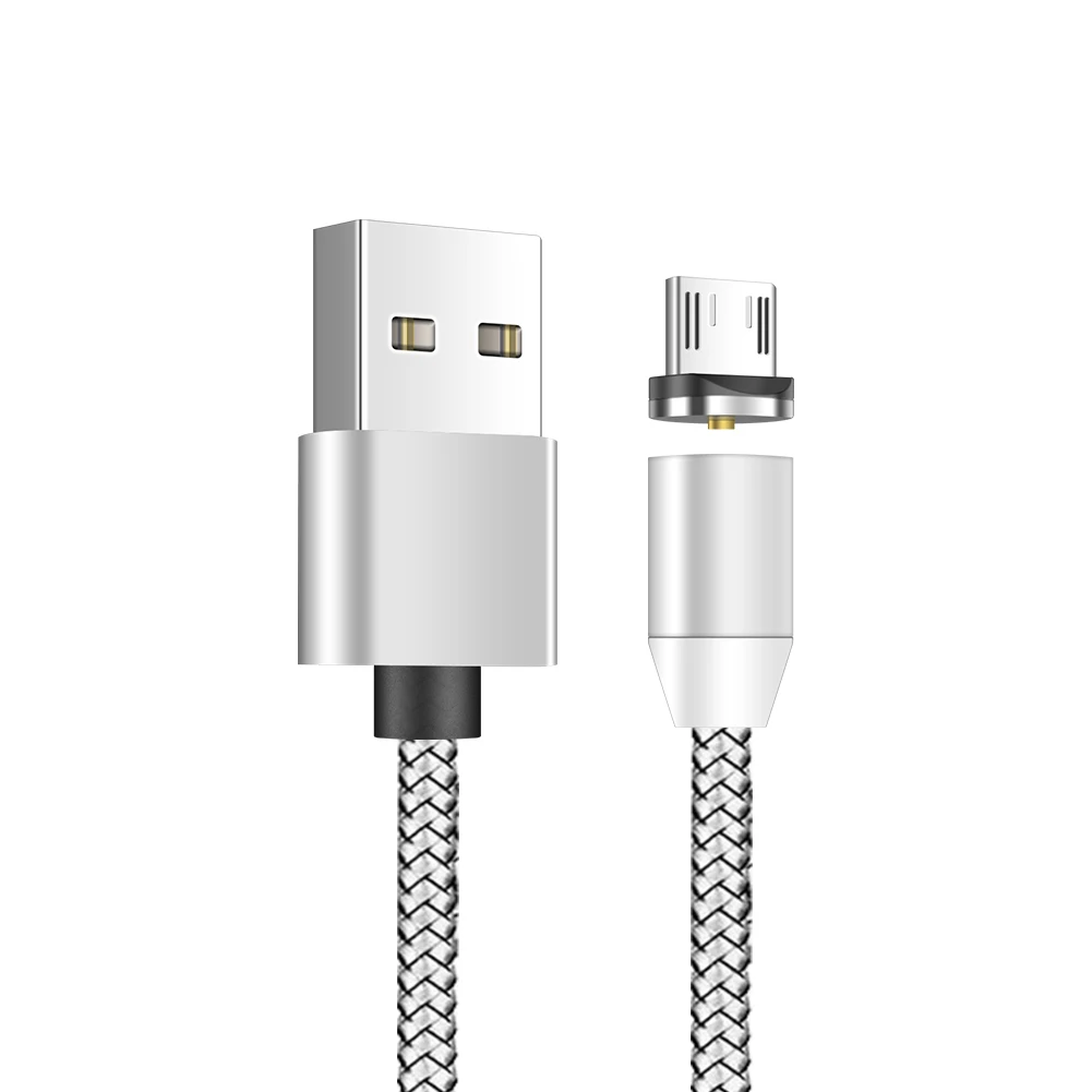 3 фута 1 м Магнитный Высокоскоростной Micro usb type C Быстрая зарядка нейлоновый плетеный кабель type C для iPhone samsung huawei Xiaomi Android - Цвет: Silver