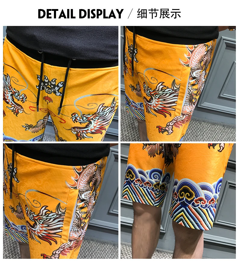 Mannen Elastische Taille гарем карго шорты Nieuwe Zomer с рисунком дракона шорты Mannen Pocket Man Korte Broek Korte Masculino