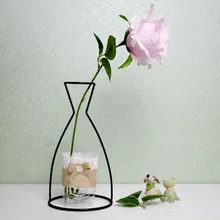 4 формы черные железные стеллажи ваза стеклянная для цветов украшения растение цветок железная ваза простые разнообразные вазы элегантный домашний декор