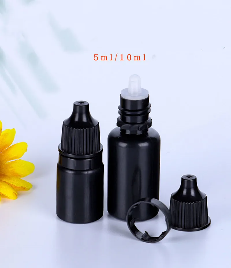 

100pcs 10ml Container Eye Drops Refillable 5ml Black Soft And Squeezable Little Bottles Empty Vial Mini Pharmaceutical