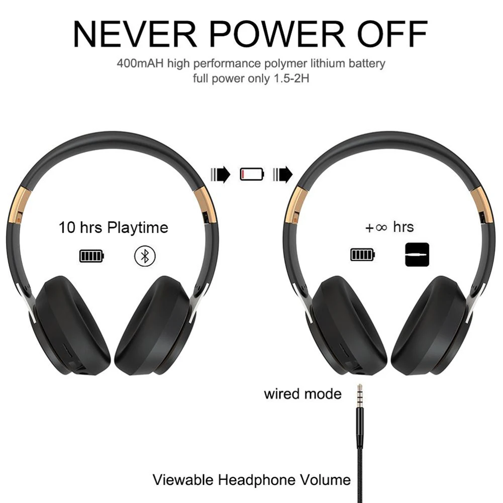 New Wireless Headphones Bluetooth5 0 Headset Foldable Stereo Headphone Gaming Earphones With Microphone For PC Mobile phone Mp3