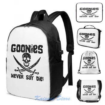 

Goonies Never Say Die! Distressed Design For Men, Women, Kids USB Charge Backpack Cosmetic bag Travel laptop bag