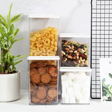 Прозрачные пищевые Герметичные банки с крышкой, складные банки для конфет, кухонные бутылки для хранения фруктов и орехов, банки для специй, контейнер для чайной коробки