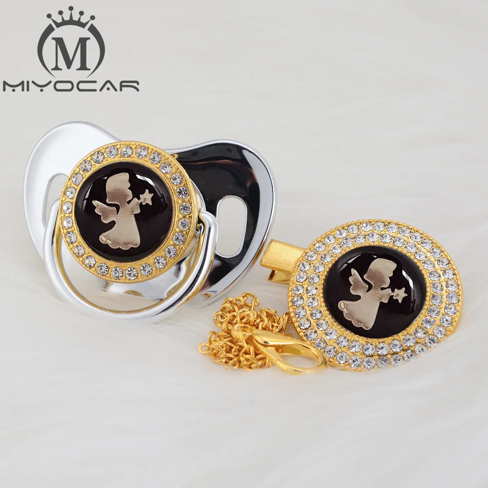 MIYOCAR цвета: золотистый, серебристый Ангел Красивая Серебряный bling соски-Пустышки и соски-пустышки клип BPA бесплатно манекен шику уникальный дизайн кляп-8/9