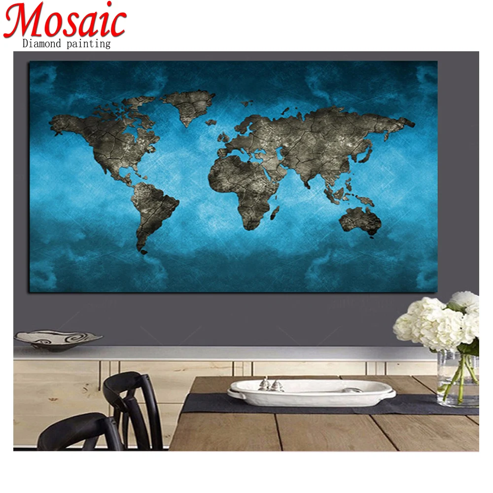 3D World Map picture full drill square diamond painting Diy Diamond Embroidery puzzle mosaic for office decor 120x60cm | Дом и сад