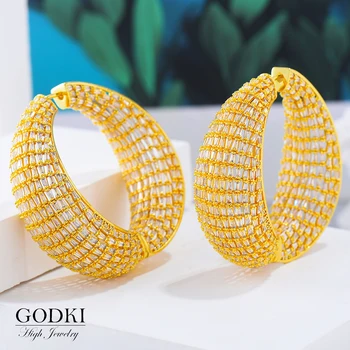 

GODKI 2020 Luxury Bold Statement Hoop Earrings For Women Wedding Cubic Zircon DUBAI Bridal Round Circle Hoop Earrings 2019
