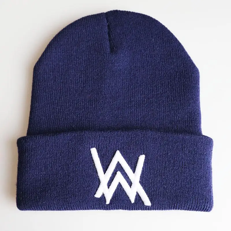 Alan Walker DJ Beanie Мужская и женская новая шапка с вышивкой Повседневные шапки в стиле хип-хоп Мультяшные Модные женские и мужские Skullies Прямая поставка Горячая Распродажа - Цвет: navy blue