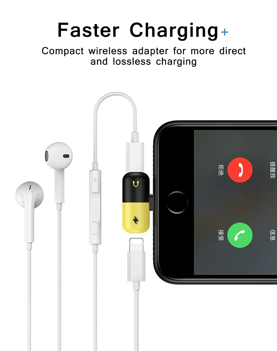 Адаптер для Apple Аудио зарядки прослушивания вызова Разъем для iphone X 8 7 Plus XS XR освещение наушников адаптер разветвитель AUX