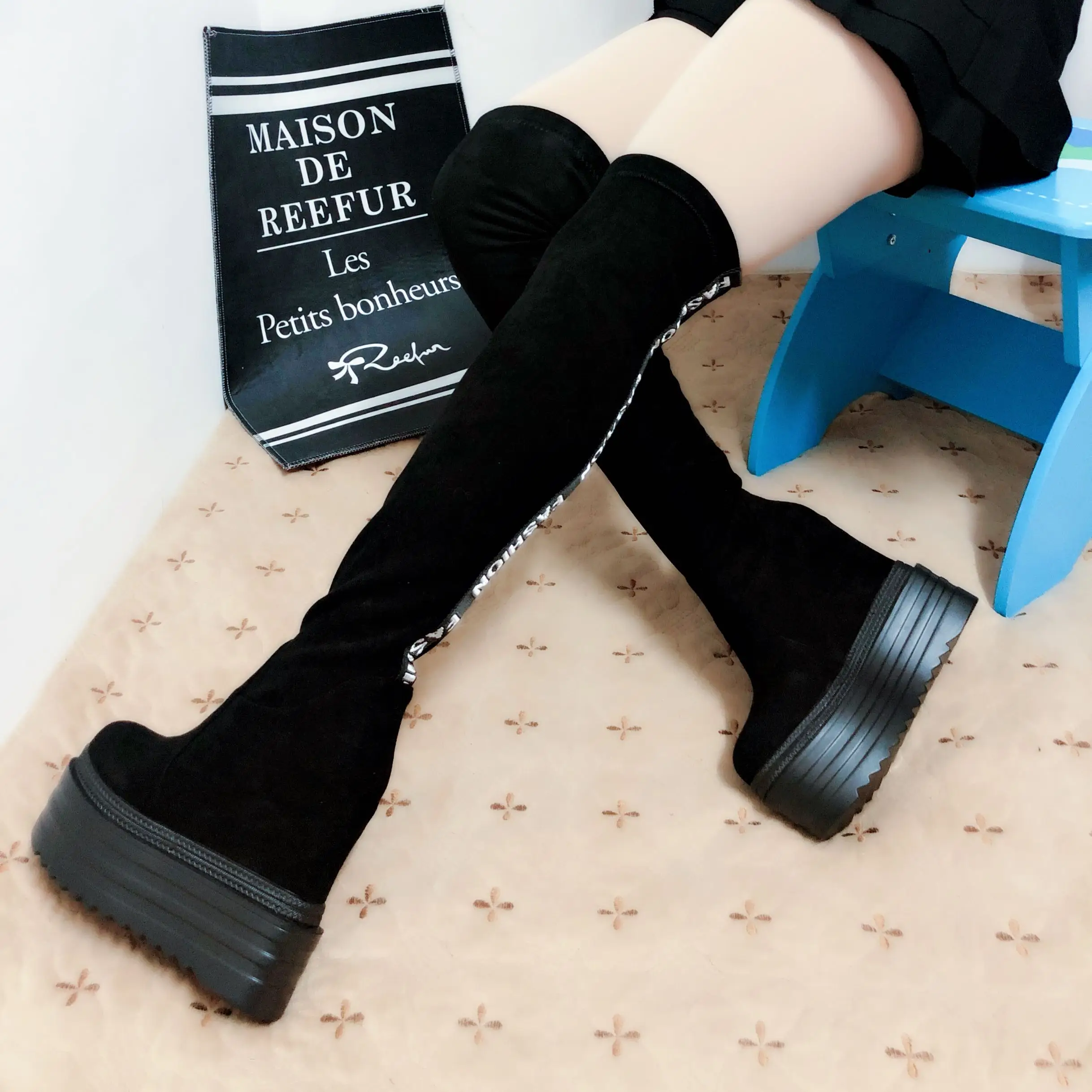 

13cm Super High-Heel Long Boots Within Increase Over-the-Knee Boots Wedges Thick Bottom High Boots Sexy Stovepipe Women's Boots