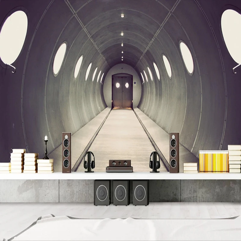 Mural 3D de pared Túnel de espacio extendido Minimalista MURALES 3D DE PARED Negocios Novedades
