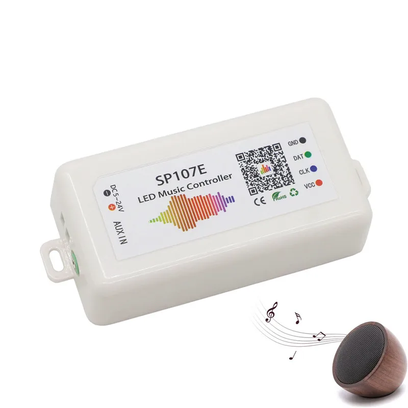 

DC5-24V SP107E LED Bluetooth Controller Build In MIC Music Pixel RGB Controller For WS2811 WS2812B SK6812 SK9822 RGB RGBW Strip