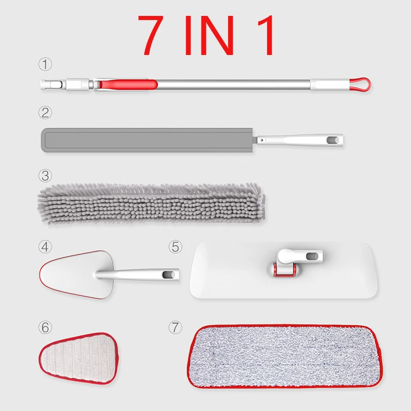 Xiaomi YIJIE многофункциональные чистящие комплекты ручной плоская Швабра Duster щетка для очистки 3-в-1/7-в-1 чистящие средства для дома - Цвет: Cleaning Sets