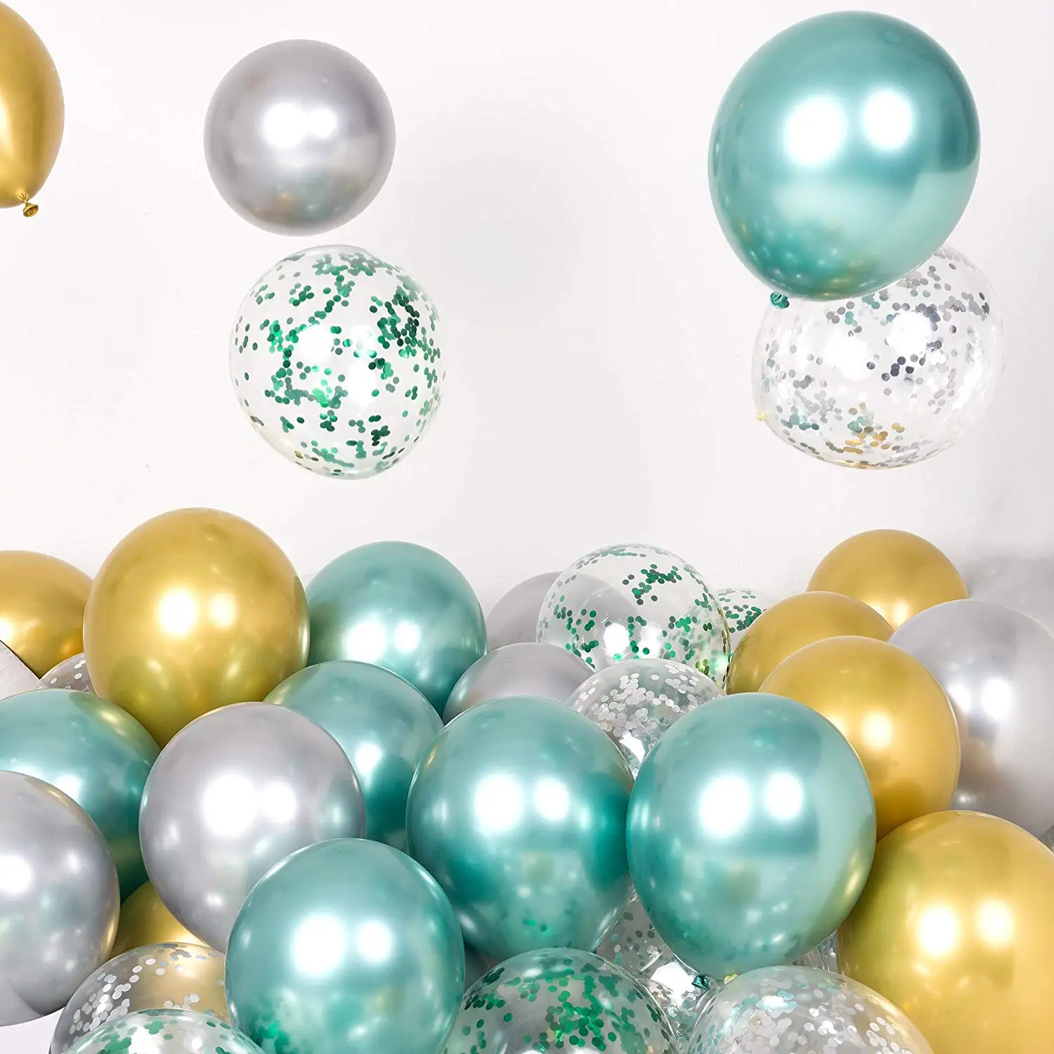 METABLE Green Gold Silver Metallic Balloons Garland Arch Kit 12inch 50pcs For Jungle Theme Party Supplies Baby Shower Birthday