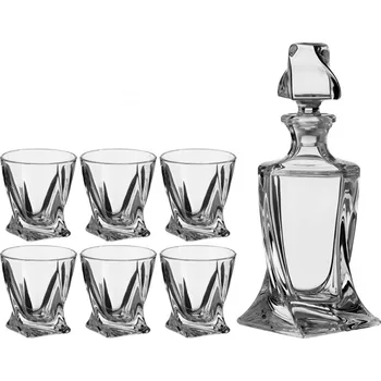 

Set for vodka 7 ave "Quadro": shtof + 6 stacks 850/55 ml. Height = 25/6 cm.