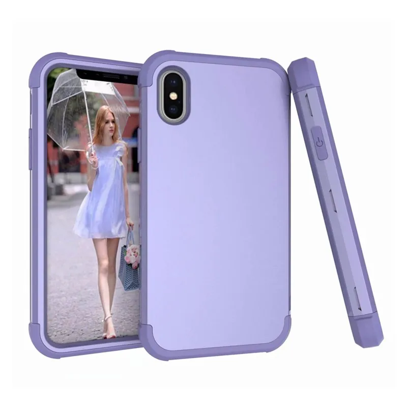Для iphone 6 6S 7 8 Plus X XR XS MAX Гибридный усиленный противоударный безопасный полноразмерный Защитный чехол с 3 Слои поликарбонат+ силикон - Color: Purple Purple