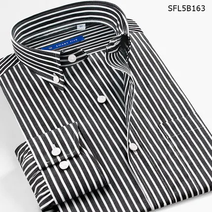 SFL5B163 Хлопок, большие размеры, M-3XL, 4XL, 5XL, осень-лето, мужские повседневные платья с длинным рукавом, деловые рубашки в полоску, красные, синие - Цвет: SFL5B163