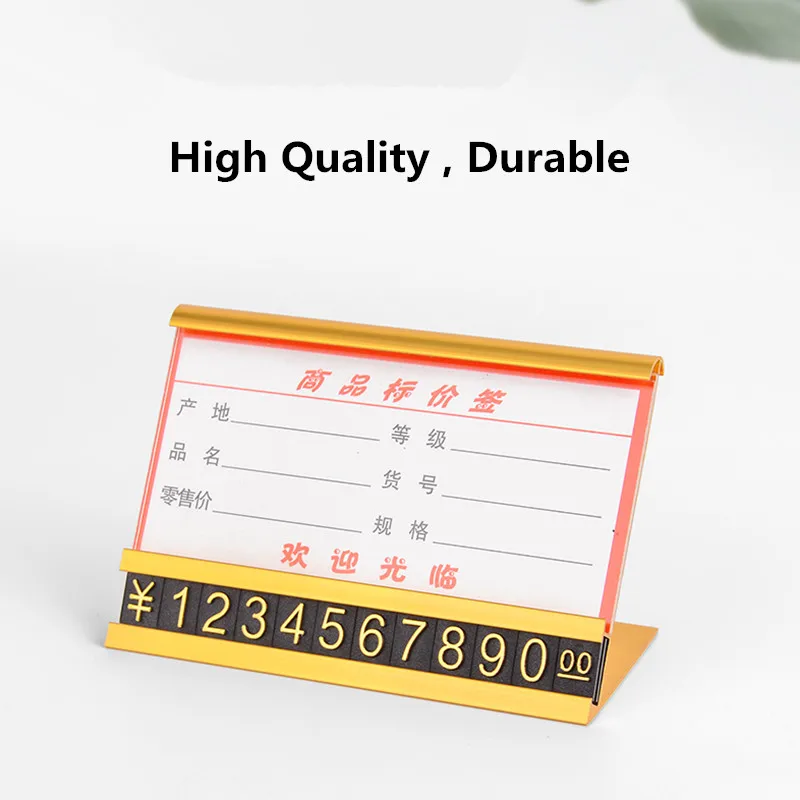 

5 Sets Adjustable Aluminum Jewelry Price Label Sign Holder Stand Blocks Number Price Cube Tags
