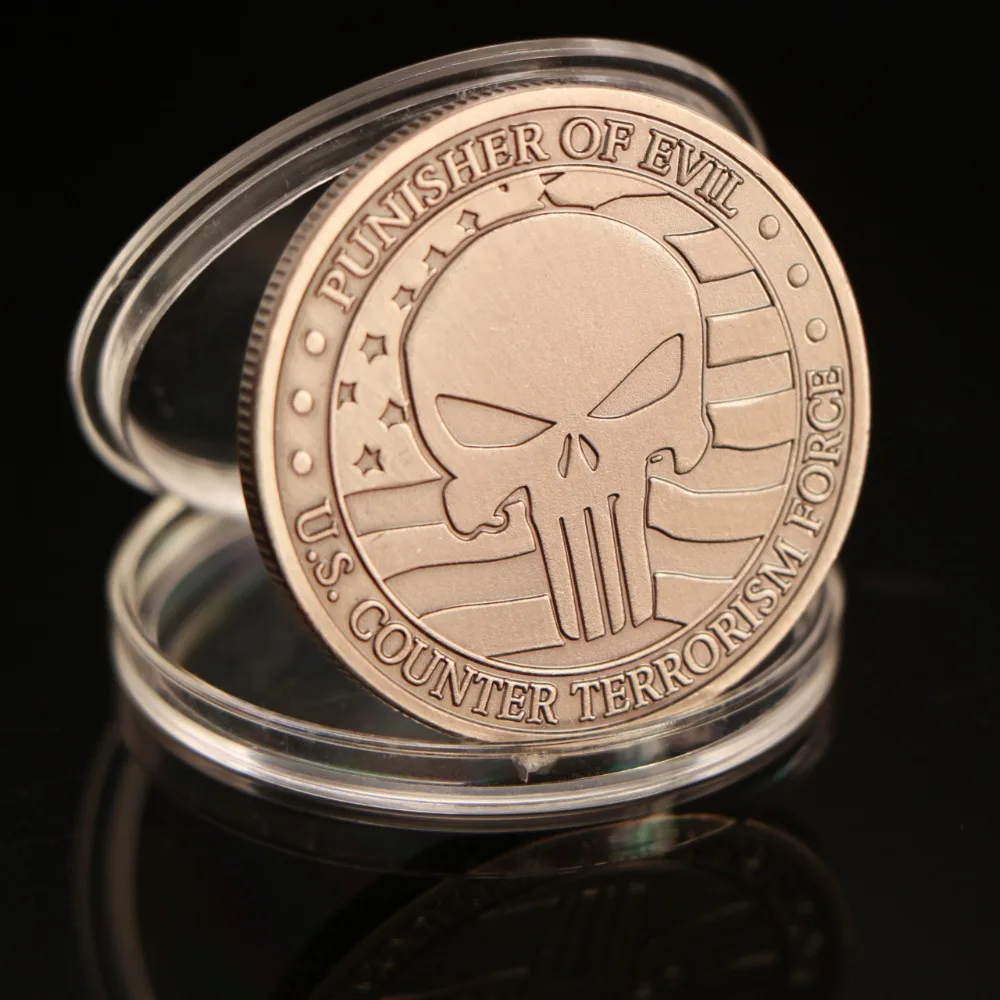 US Counter-terrorism Forces Bronze Plated Coin Punisher of evil two gun Coins Collectibles