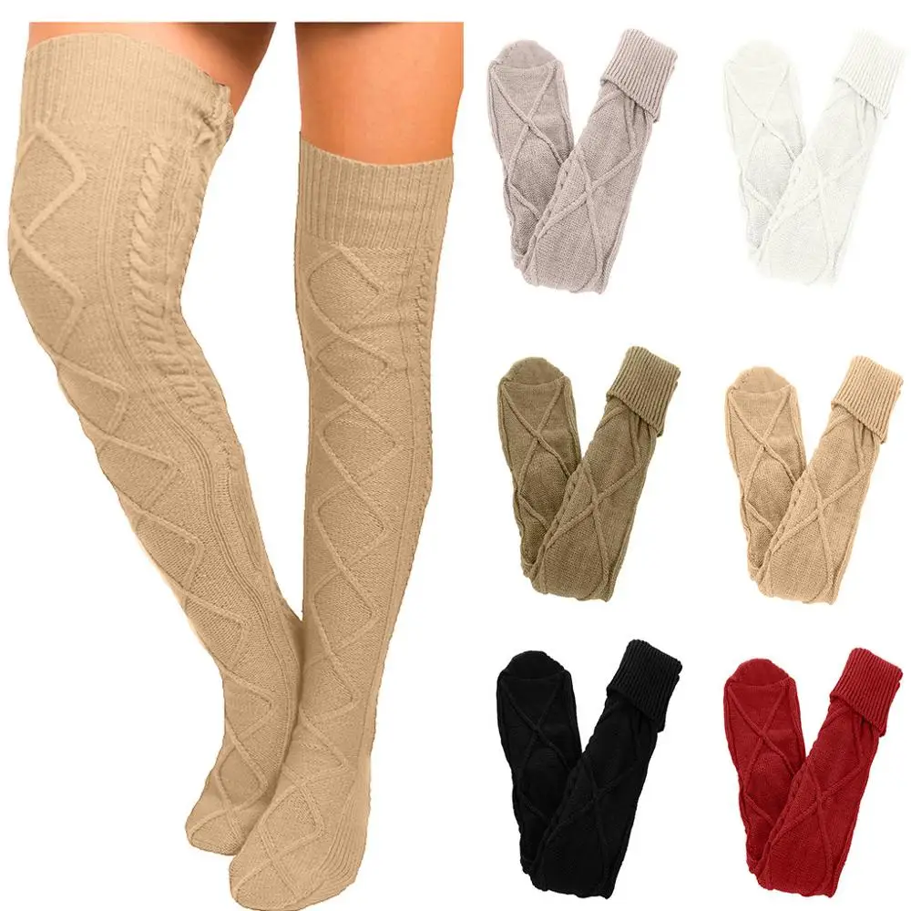 Новые женские носки для девочек Высокие гольфы длинные однотонные теплые носки зимние удобные мягкие женские носки Meias# ZB
