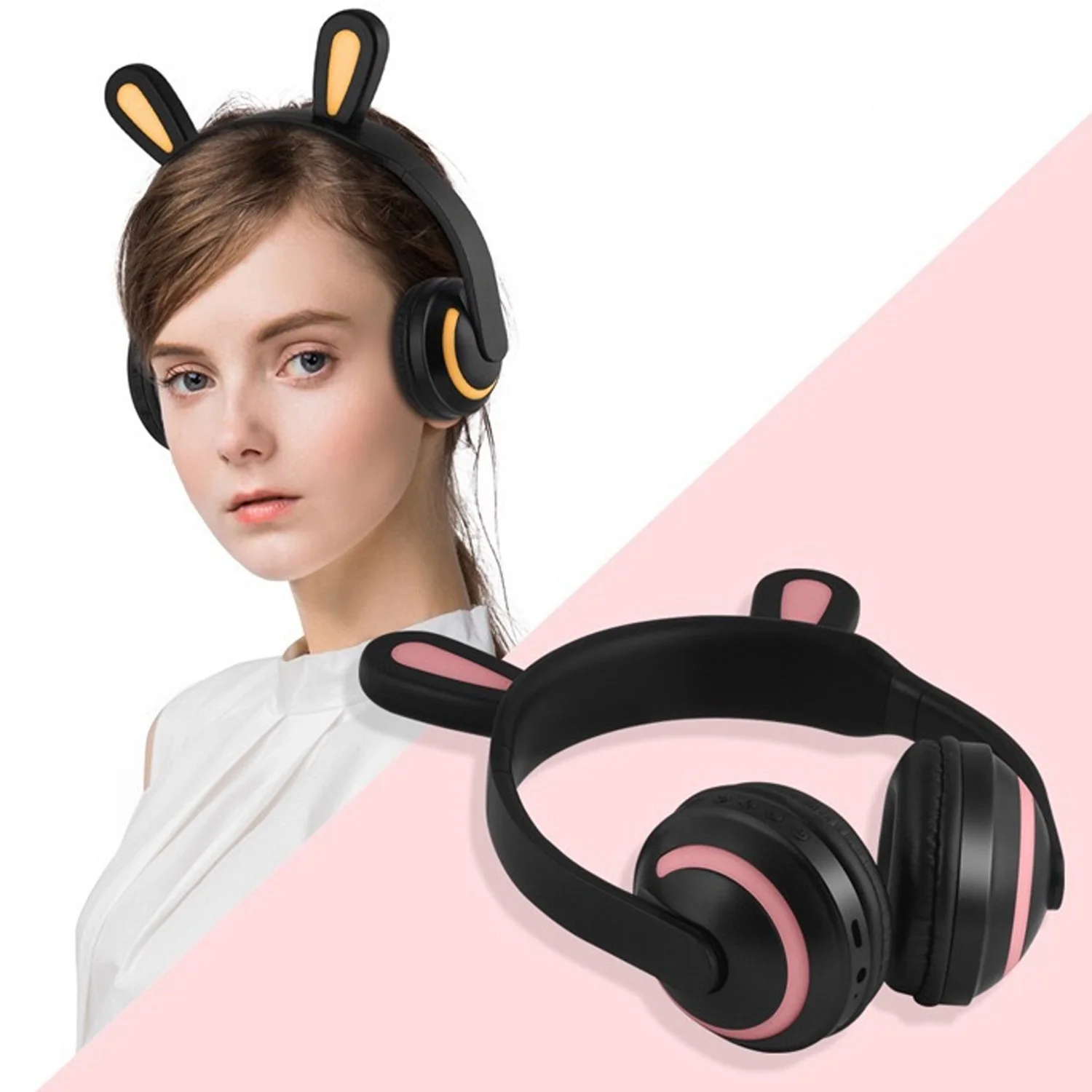 Bluetooth наушники беспроводные милые наушники на ухо стерео гарнитура мигающие светящиеся наушники детский светодиодный светильник наушники