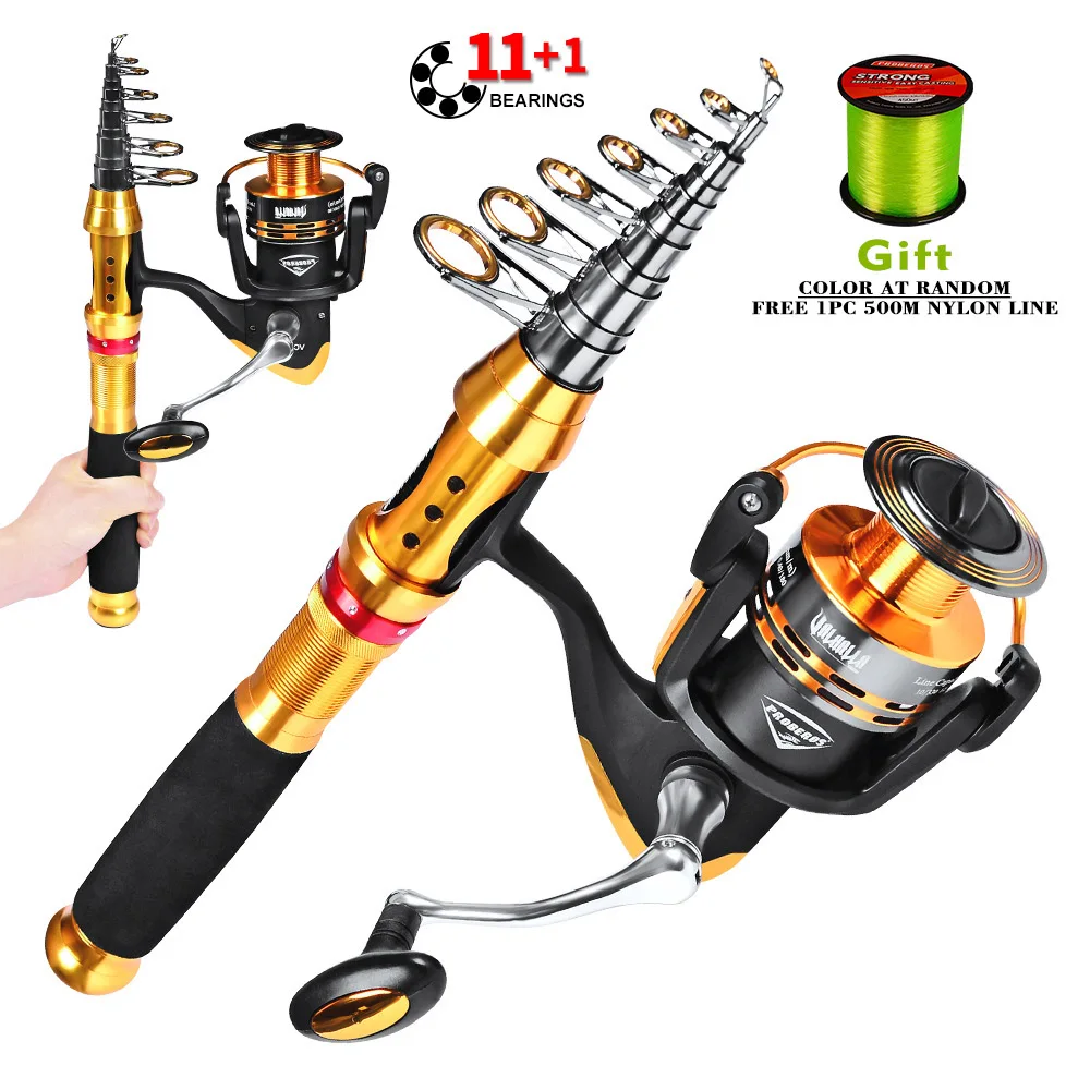 

Carbon Fiber Fishing Rod And Reels Set Combination Line 1.8M-2.7M-3.0M Sea Fishing Rods