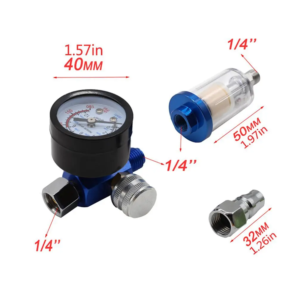 Регулируемый пистолет-распылитель для краски, автоматический регулятор давления воздуха, манометр, пневматический инструмент, аксессуар