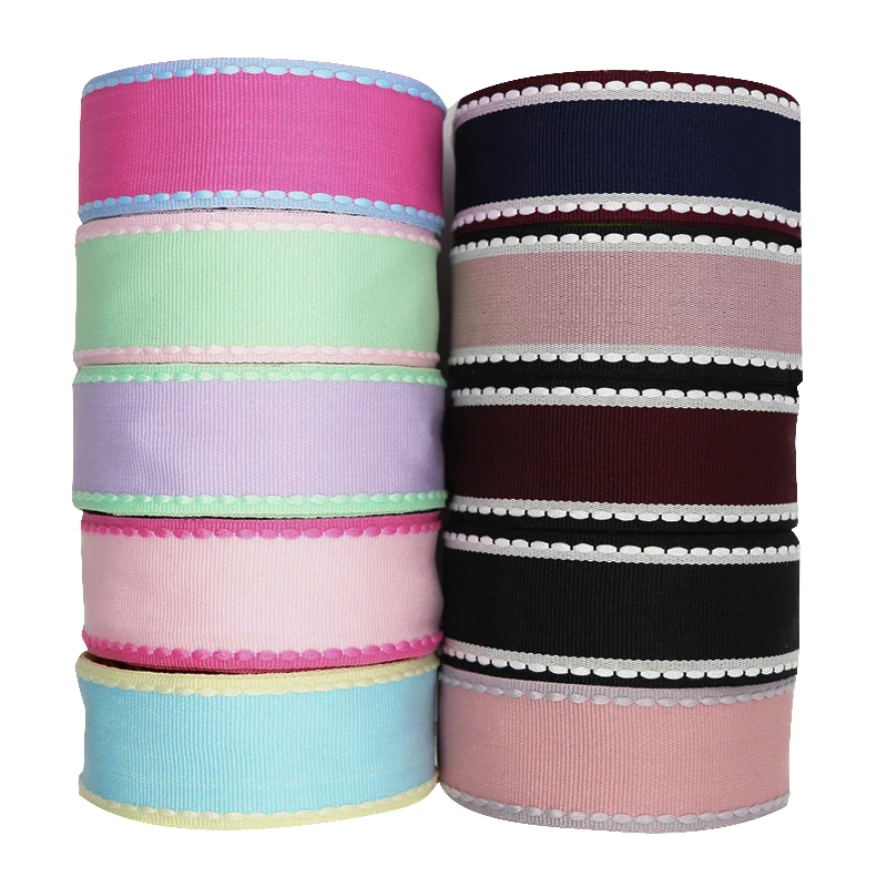 Stitch Ribbons 10 Yards 10MM/25MM/38MM Stitch Ribbons Colorful Edge Dotted Line Ribbon For Hair Bows DIY Crafts Handmade Accessories Y19041802