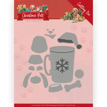 

AliliArts Metal Cutting Dies Christmas Dog & cup diy Scrapbooking Photo Album Decorative Embossing PaperCard Crafts Die 2020