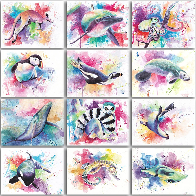 

5D DIY Diamond painting Colorful animals shark penguin Full Square Diamond embroidery Cross stitch Full Round Diamond mosaic art