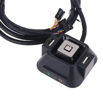 

Multifunctional USB 2.0 Computer PC Switch External Power On/Off Reset Button with Microphone Ports