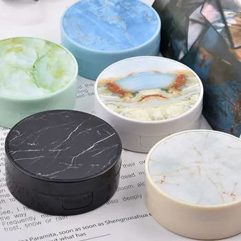 

Geometric Round Marble Lens Case Container Mirror Contact Lens Case 2020 Portable Travel Glasses Eyes Care Kit Holder Lenses Box