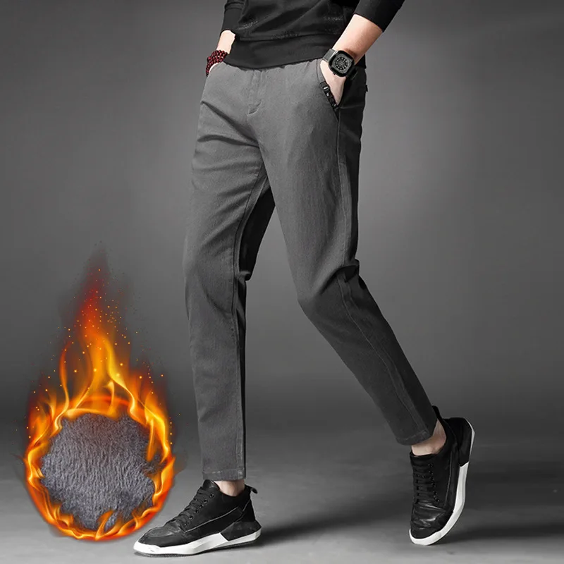 MRMT брендовые зимние товары Новые мужские брюки модные повседневные брюки для мужчин утолщенные однотонные брюки