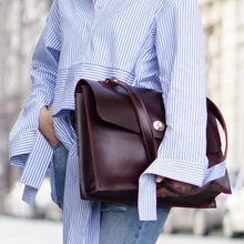 Большой женский портфель из искусственной кожи с масляным воском, новинка, женская сумка, простая Ретро сумка на плечо, Офисная сумка-мессенджер, Женская винтажная сумка