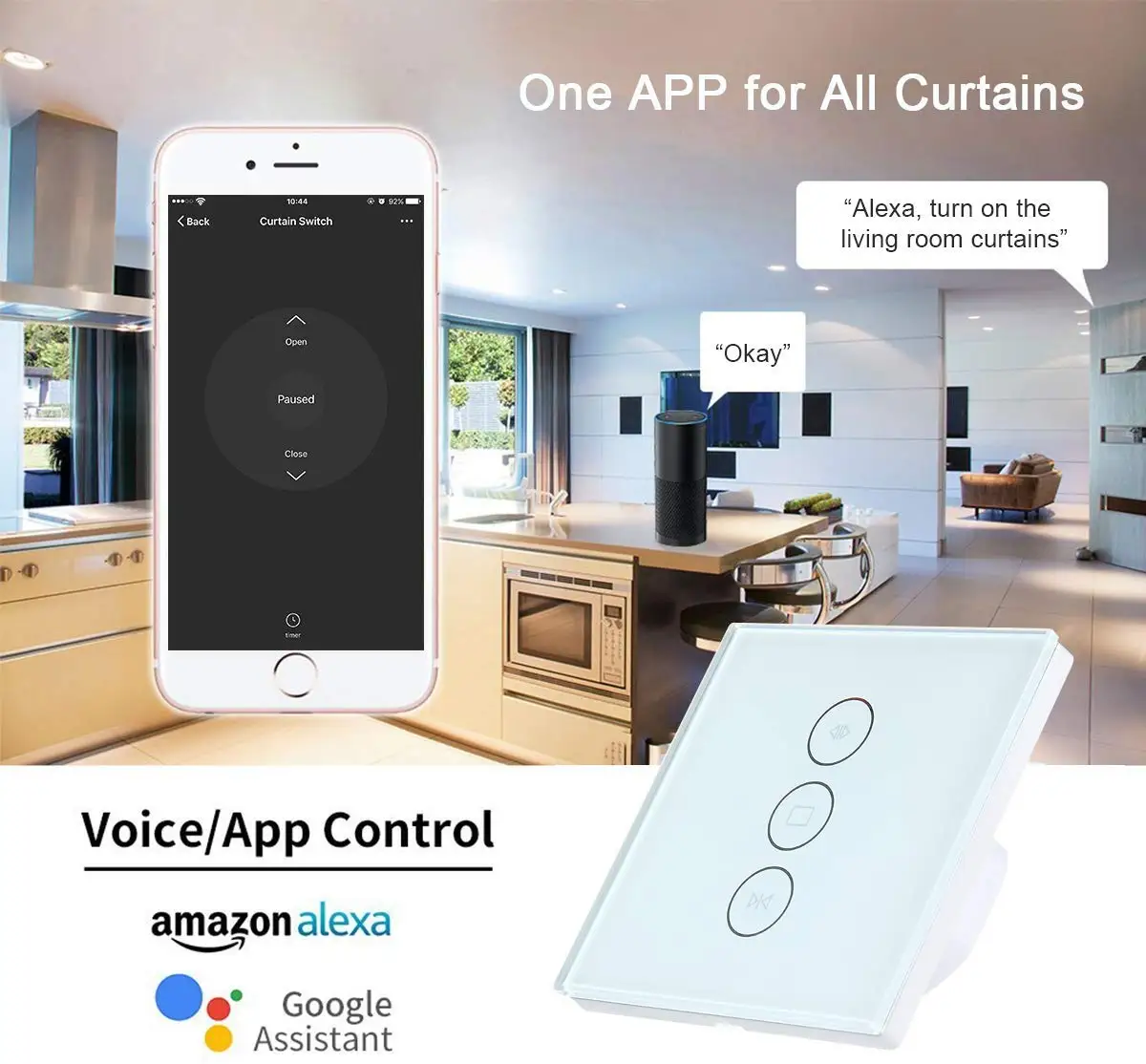 WiFi Smart Life Switch рольставни Tuya для электрического моторизованного занавеса жалюзи работает с Alexa и Google Home EU/US Plug