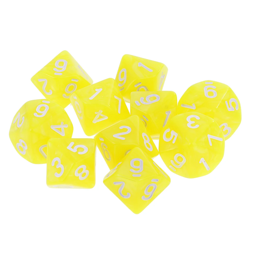 10PCS D10 Polyhedral Dice 10 Sided Dice for  Table Game