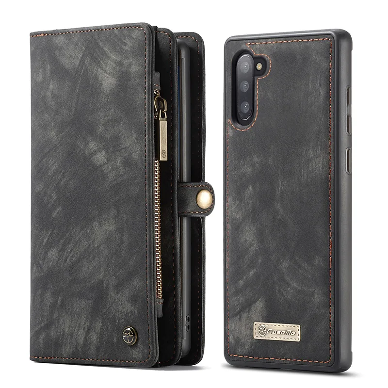 

Wallet Case For Galaxy Note10 Note10+ Zipper Magnetic Phone Case Folio Flip Cover for Samsung S10 S9 S8 Plus A50 A70 Note 10 9 8