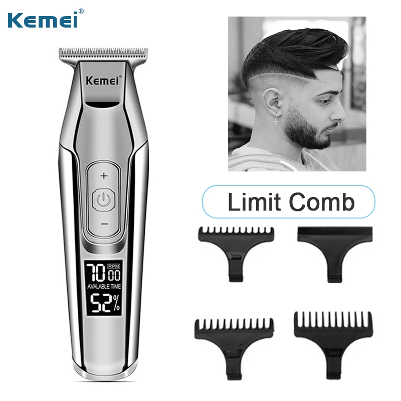 Kemei beard trimmer professional hair clippers electric hair trimmer LCD hair clipper men hair cutting machine cordless trymer 4