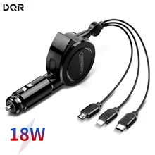 Verlängerung Auto Ladegerät PD 18 W Schnelle Lade Einen Trailer Drei mit Typ C Micro Beleuchtung Kabel für Iphone Mobile telefon Ladegerät