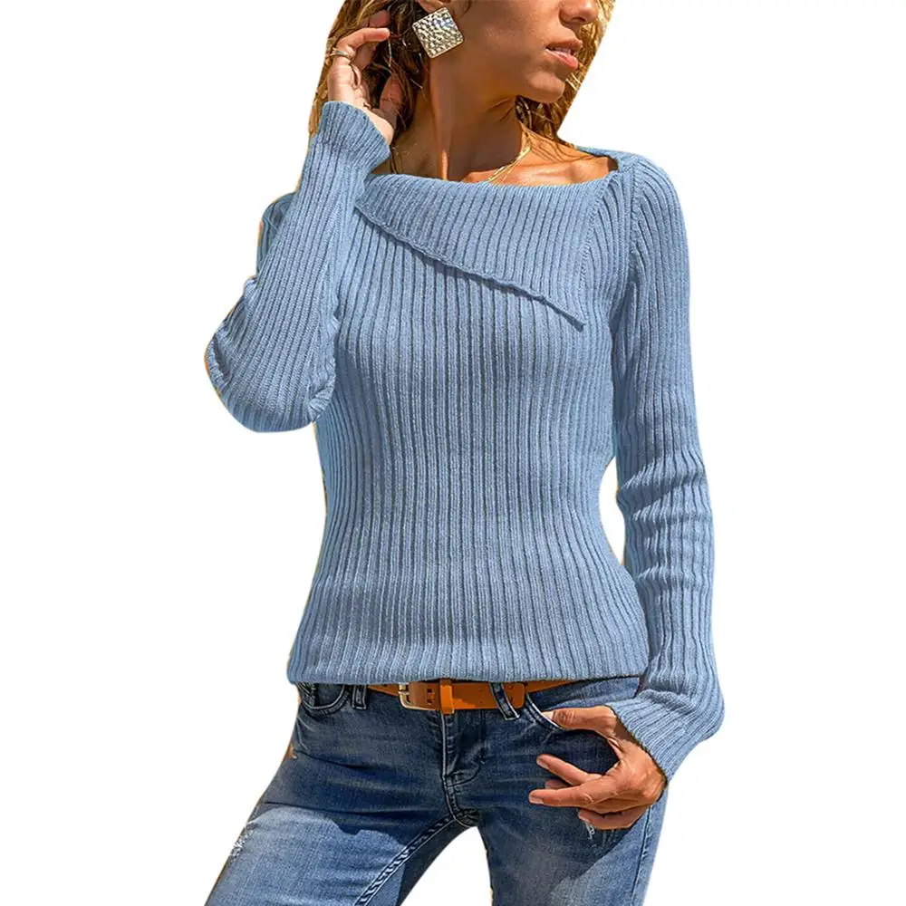 Модные Женские однотонные водолазки с рукавами «летучая мышь», вязаные свитера, Осенний Свободный пуловер, топы, свитер для женщин