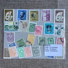 25Pcs/Bag Turkey Stamps All Different NO Repeat Used Marked Postage Stamps for Collecting
