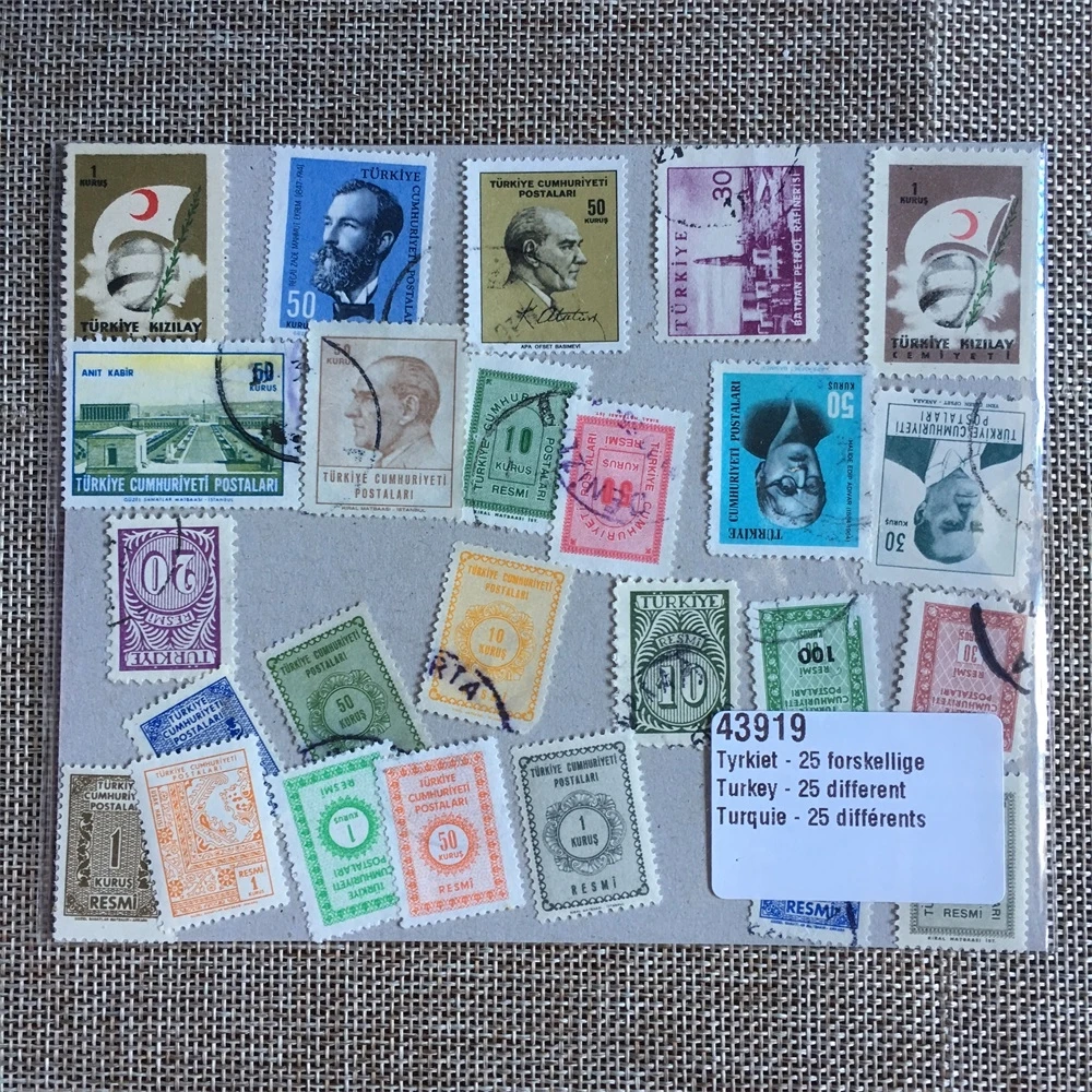 25 шт./пакет Турция марки все разные без Повторите б/у с маркировкой Почтовые для