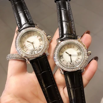 

Brand Genuine Leather Watch Luxury Classic Wrist Watch Fashion 36mm Rectangle Quartz Wristwatch Clock Women Happy Stone Watches